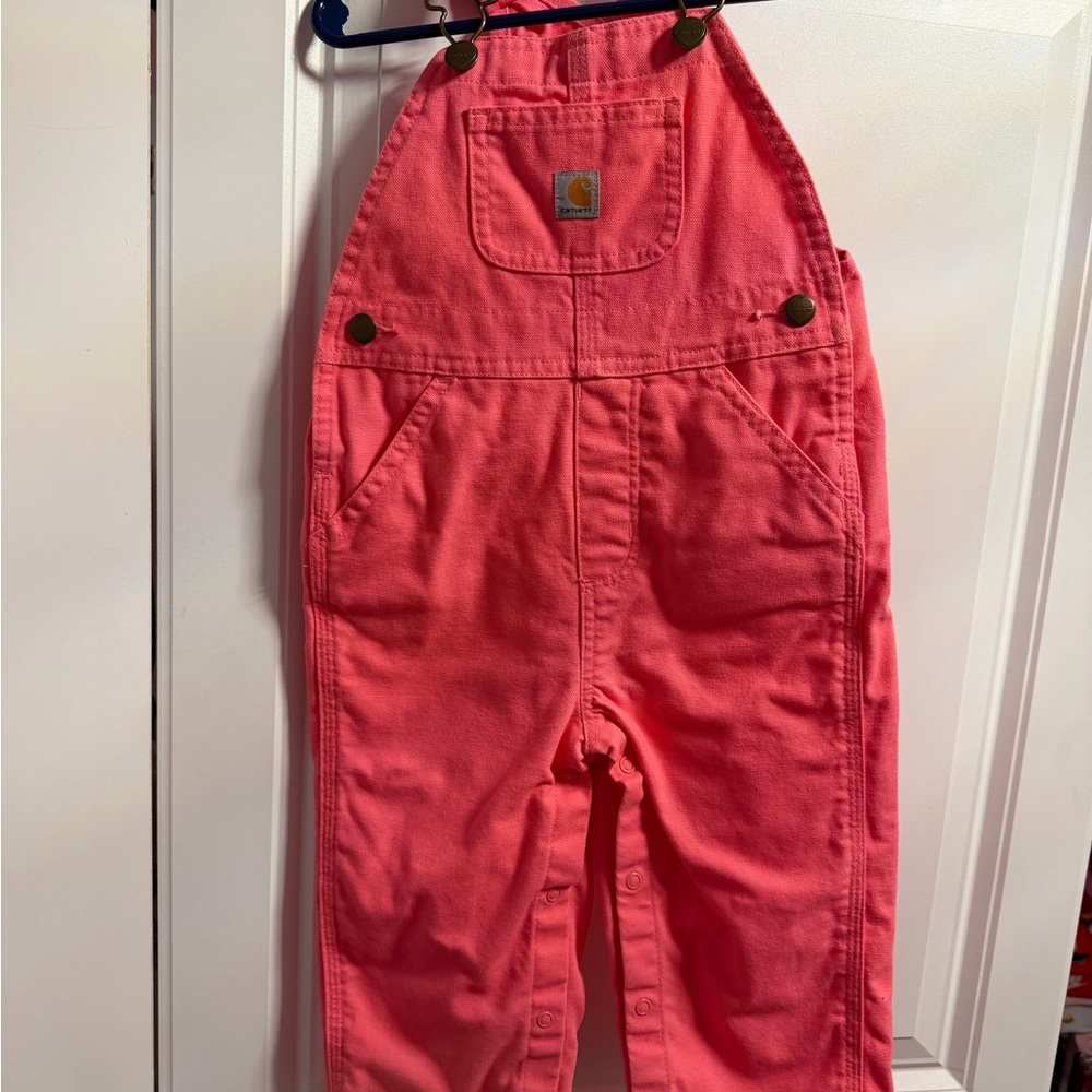 Carhartt Kids Coral Pink Overalls with Front Pocket